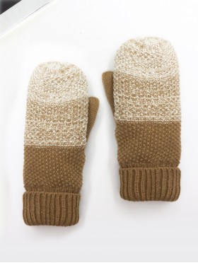 Knitted Double Layer Camp Mittens W/ Gradient 