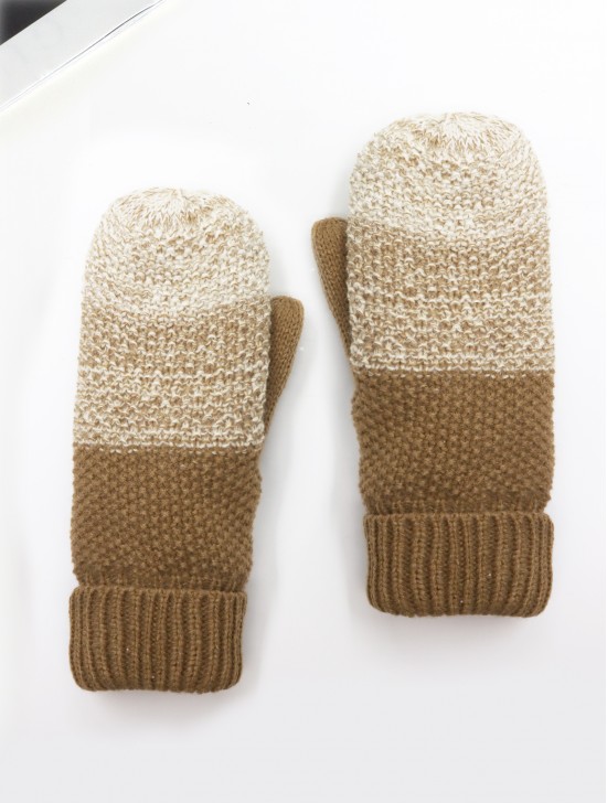 Knitted Double Layer Camp Mittens W/ Gradient 