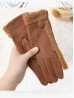 Fashion Touch Screen Gloves with Faux Fur Trim and Button 