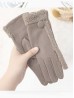 Fashion Touch Screen Gloves with Faux Fur Trim and Button 
