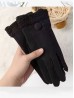 Fashion Touch Screen Gloves with Faux Fur Trim and Button 