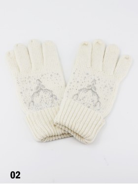 Fashion Knitted Gloves W/ Moose & Rhinestone details (Gloves Only)