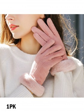 Fleece Lined Gloves w/ Faux Fur Trims