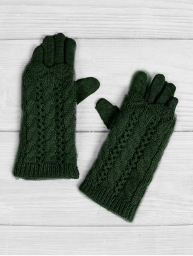 Double Layered Cable Knit Touch Screen Glove (3 ways to wear)