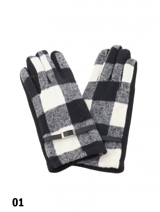 Plaid Touch Screen Glove W/ Belt