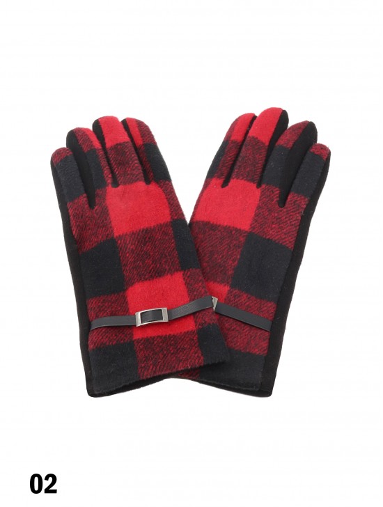 Buffalo Plaid Touch Screen Glove W/ Belt