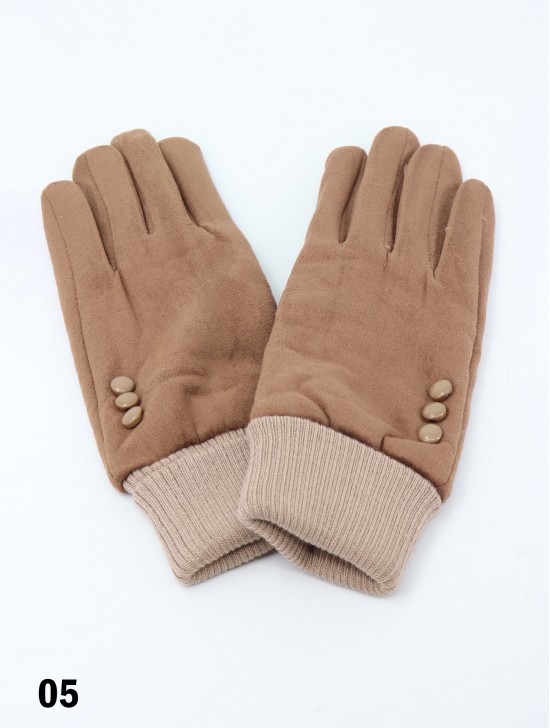 Velvet 3 Buttons Stretchy Wrist Touch Screen Glove