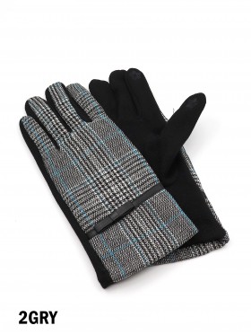 Plaid Patterned Gloves w/ Bow 