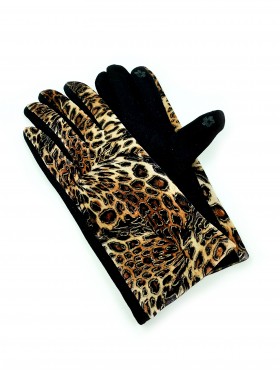 Leopard Patterned Velvet Touch Screen Gloves 