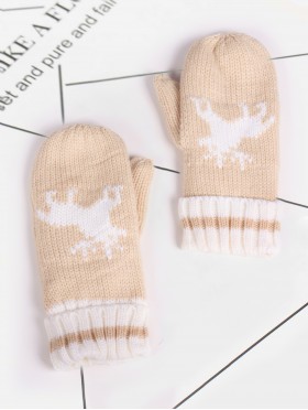 Double Layered Canada Themed Mittens W/ Moose
