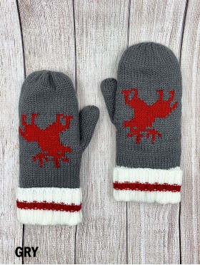 Double Layered Canada Themed Mittens W/ Moose