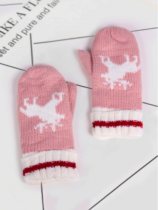 Double Layered Canada Themed Mittens W/ Moose