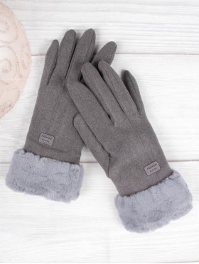 Touch Screen Gloves W/Faux Fur Trim 