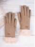 Touch Screen Gloves W/Faux Fur Trim 
