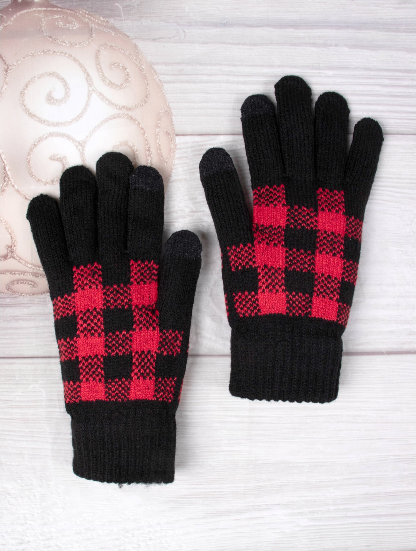 Buffalo Canadiana Plaid Fashion Knitted Gloves