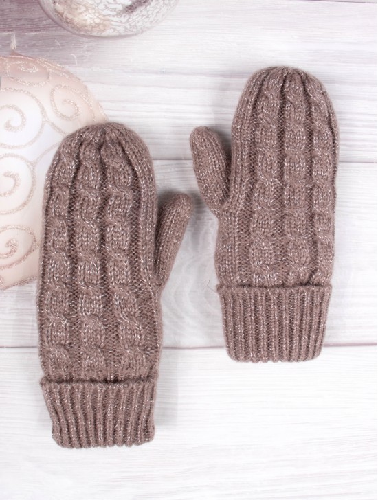 Fashion Cable Lurex Knitted Mittens