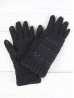Cable Knit Double Layered Touch Screen Gloves W/ Rhinestones