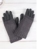 Cable Knit Double Layered Touch Screen Gloves W/ Rhinestones