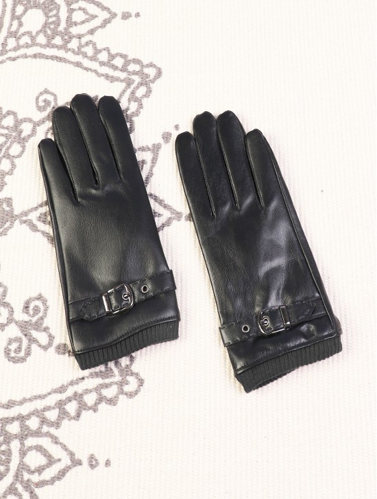 Women' s PU Touch Screen Gloves w/ Texture and Button Design
