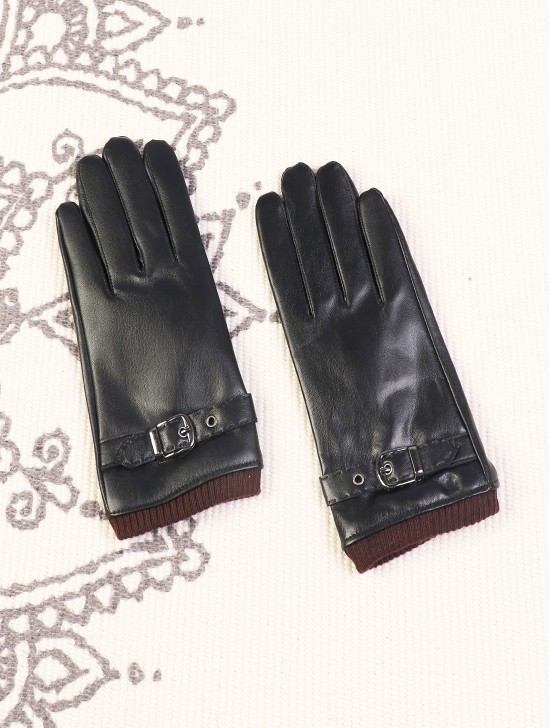 Women's PU Touch Screen Gloves w/ Texture and Button Design