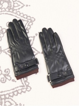 Women's PU Touch Screen Gloves w/ Texture and Button Design