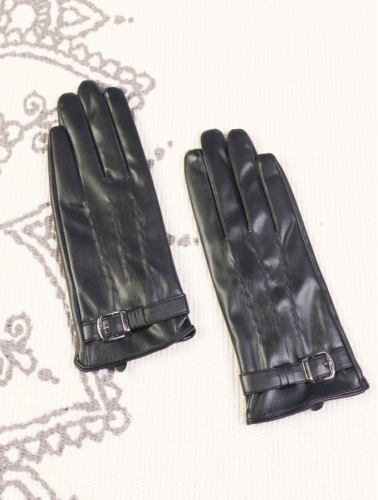 Women's PU Touch Screen Gloves w/ Texture and Button Design