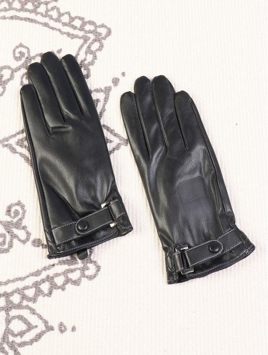 Women's PU Touch Screen Gloves w/ Texture and Button Design