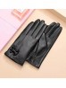 Women's PU Touch Screen Gloves w/ Texture and Ribbon Design