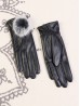 Women's PU Touch Screen Gloves w/ Texture and Pompom Design