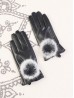 Women's PU Touch Screen Gloves w/ Texture and Pompom Design