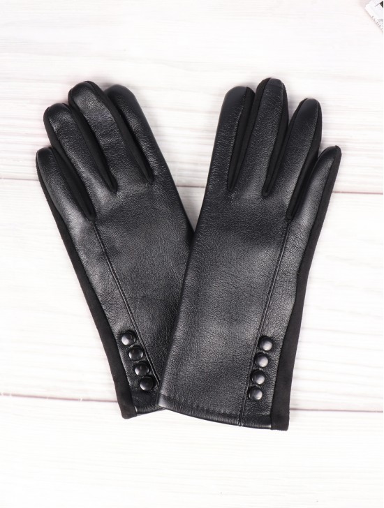 PU Touch Screen Gloves w/ Stitched Button