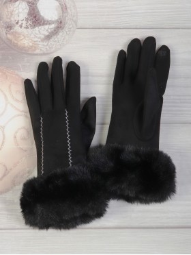 Solid Colour Stitched Pattern Touch Screen Gloves