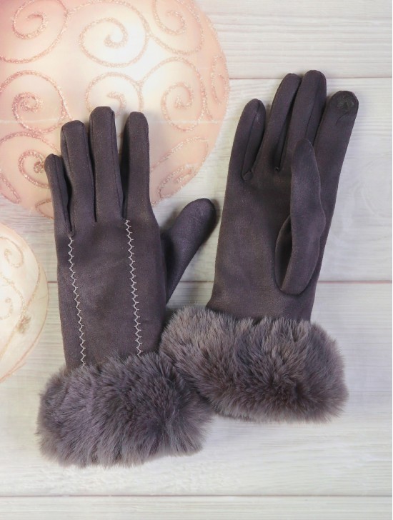 Solid Colour Stitched Pattern Touch Screen Gloves