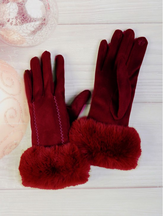 Solid Colour Stitched Pattern Touch Screen Gloves