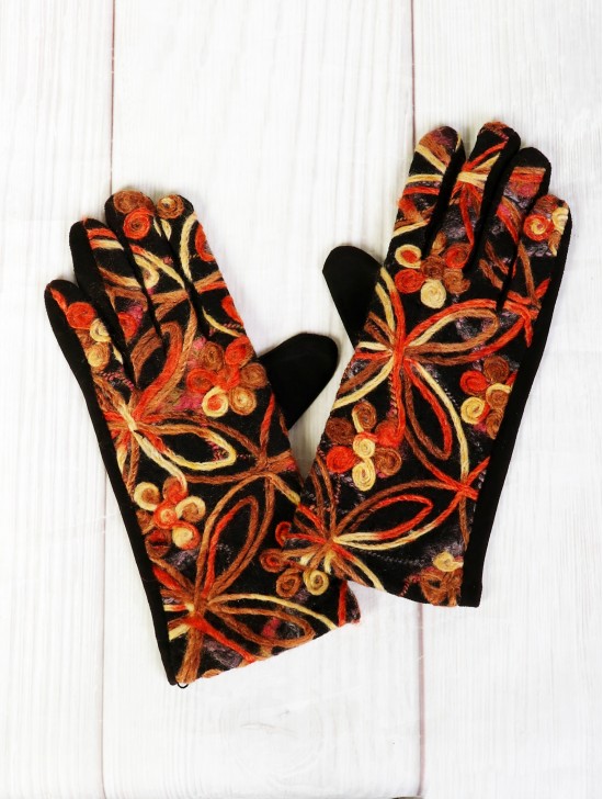 Color Pattern Stitch Touch Screen Gloves 