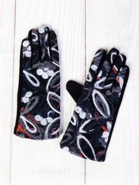 Color Pattern Stitch Touch Screen Gloves 