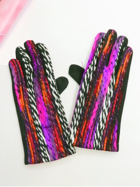 Color Pattern Stitch Touch Screen Gloves 
