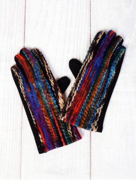 Color Pattern Stitch Touch Screen Gloves 