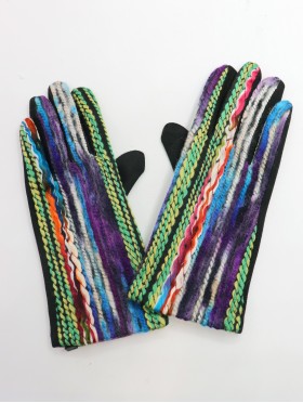 Color Pattern Stitch Touch Screen Gloves 
