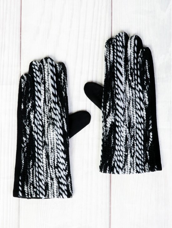 Color Pattern Stitch Touch Screen Gloves 