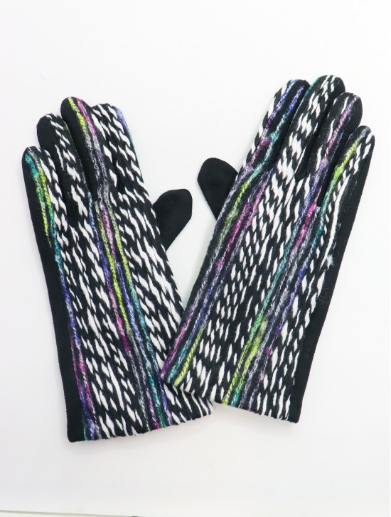 Color Pattern Stitch Touch Screen Gloves 