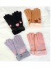 Suede Touch Screen Gloves W/ Hearts