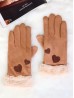 Suede Touch Screen Gloves W/ Hearts