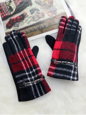 Plaid Touch Screen Glove W/ Link 
