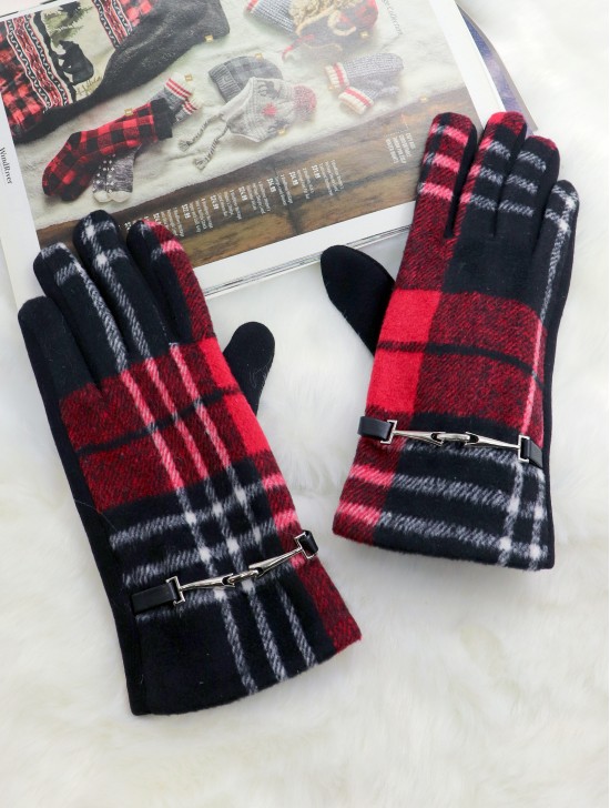 Plaid Touch Screen Glove W/ Link 