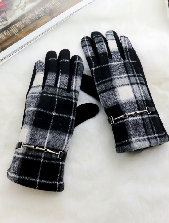 Plaid Touch Screen Glove W/ Link 