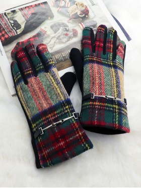 Plaid Touch Screen Glove W/ Link 