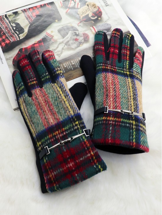 Plaid Touch Screen Glove W/ Link 
