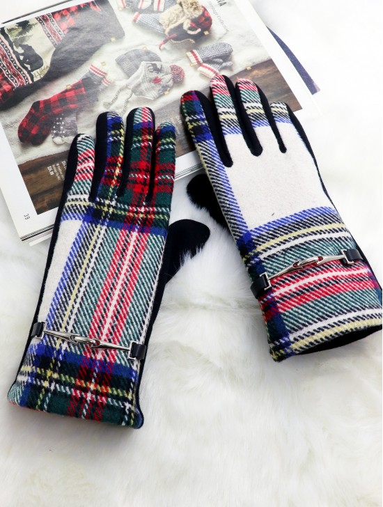 Plaid Touch Screen Glove W/ Link 