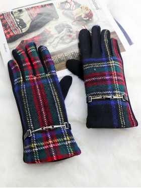 Plaid Touch Screen Glove W/ Link 